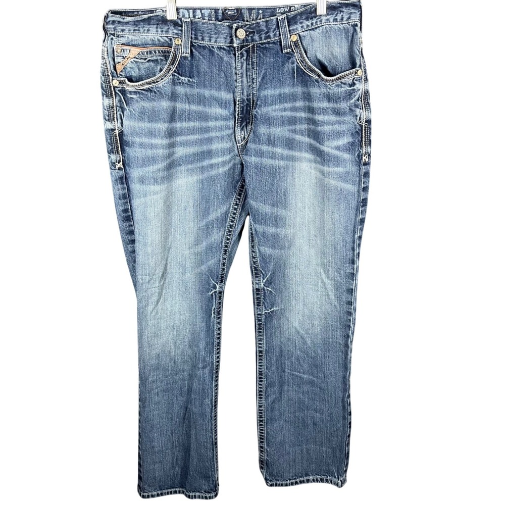 Ariat M4 Boot Cut Jeans Mens 38x34 Blue Low Rise Relaxed Fit Medium Wash Denim